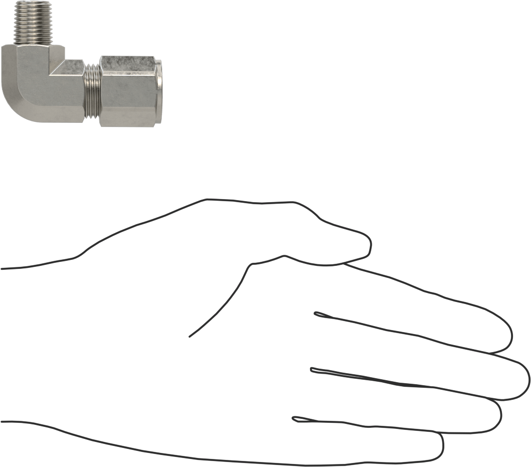 Paslanmaz Çelik Boru için Sıkıştırma Bağlantı Elemanı, 1/2" Boru x 1/4 NPT Erkek için 90 Derece Dirsek Adaptörü