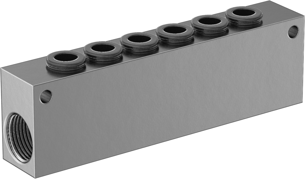 Hava için Bas-Bağlan Boru Bağlantı Parçası, 6 Çıkışlı Manifold, 3/8 BSPP Dişi x 8 mm Boru Dış Çapı
