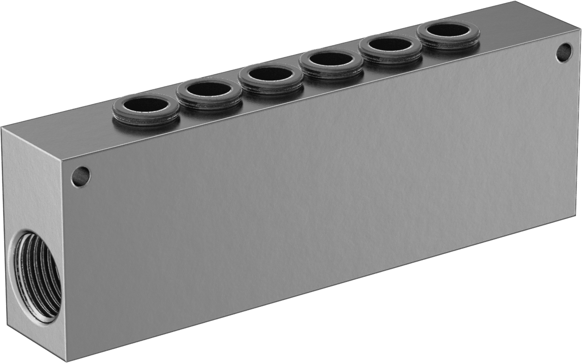Hava için Bas-Bağlan Boru Bağlantı Parçası, 6 Çıkışlı Manifold, 1/2 BSPP Dişi x 10 mm Boru Dış Çapı