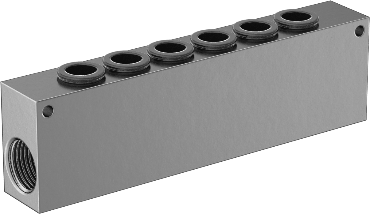 Hava için Bas-Bağlan Boru Bağlantı Parçası, 6 Çıkışlı Manifold, 1/2 BSPP Dişi x 12 mm Boru Dış Çapı