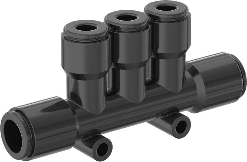 Hava için Bas-Bağlan Boru Bağlantı Parçası, 3 Çıkışlı Manifold Redüktörü, 10 mm x 6 mm Boru Dış Çapı için