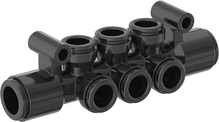 Hava için Bas-Bağlan Boru Bağlantı Parçası, 6 Çıkışlı Manifold Redüktörü, 10 mm x 8 mm Boru Dış Çapı için