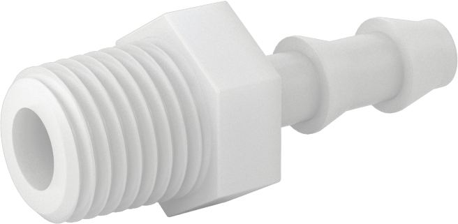 Su için Plastik Takmalı Dikenli Hortum Bağlantı Parçası, Düz Adaptör, 1/4" Hortum İç Çapı x 1/4 NPT Erkek