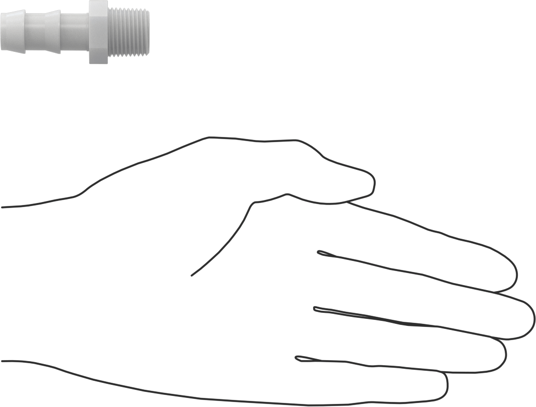 Su için Plastik Takmalı Dikenli Hortum Bağlantı Parçası, Düz Adaptör, 1/2" Hortum İç Çap x 3/8 NPT Erkek