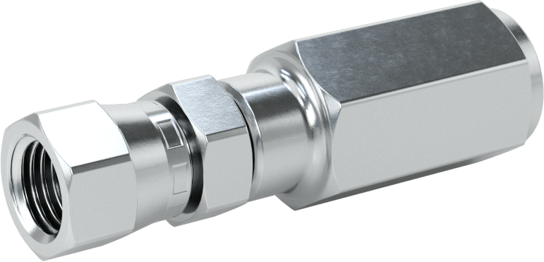 Çinko Kaplı Çelik Vidalı Hidrolik Hortum Bağlantı Elemanı, Parker 42, 1/4" Hortum İç Çapı, 7/16"-20 Dişi, 37 Derece Genişletme