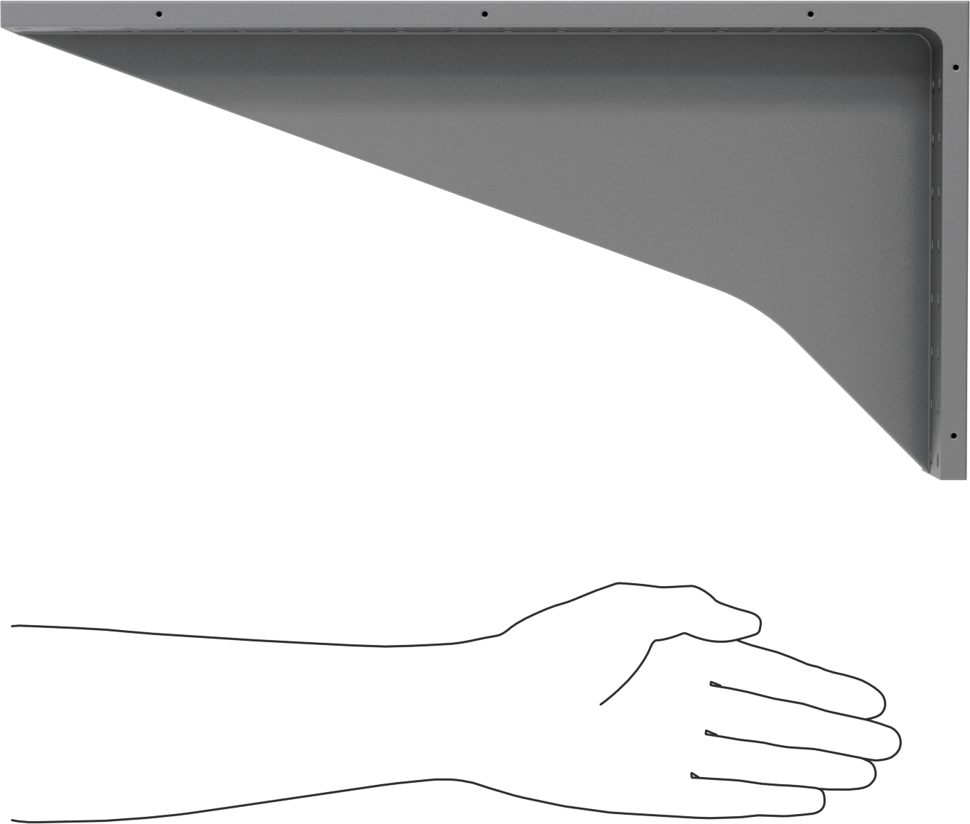 Montaj Delikli Açılı Plaka, Standart Tolerans, 221 mm Uzunluk x 75 mm Genişlik x 446 mm Yükseklik