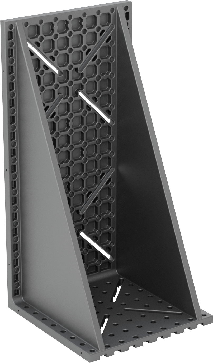 Montaj Delikli Açılı Plaka, Standart Tolerans, 221 mm Uzunluk x 221 mm Genişlik x 446 mm Yükseklik