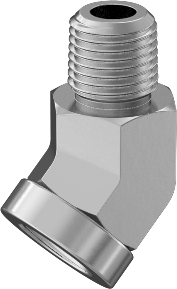 Hassas Aşırı Basınçlı Çelik Boru Bağlantı Parçası, 45 Derece Dirsek Adaptörü, 1/4 NPT Dişi x Erkek