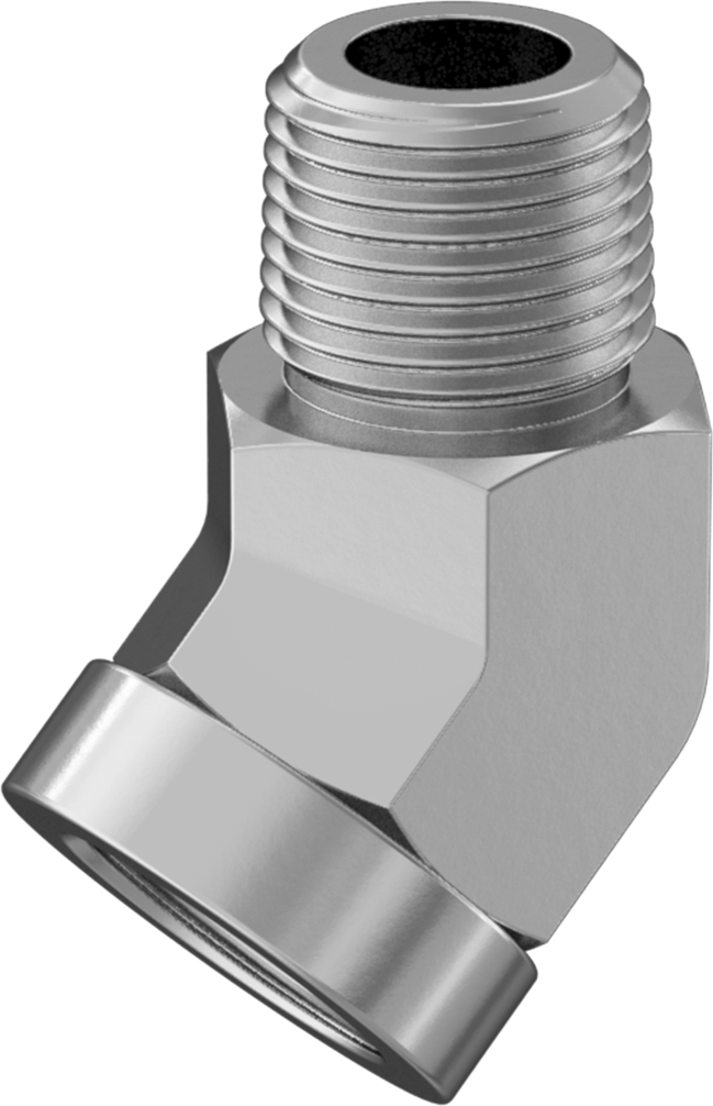 Hassas Aşırı Basınçlı Çelik Boru Bağlantı Parçası, 45 Derece Dirsek Adaptörü, 1/2 NPT Dişi x Erkek
