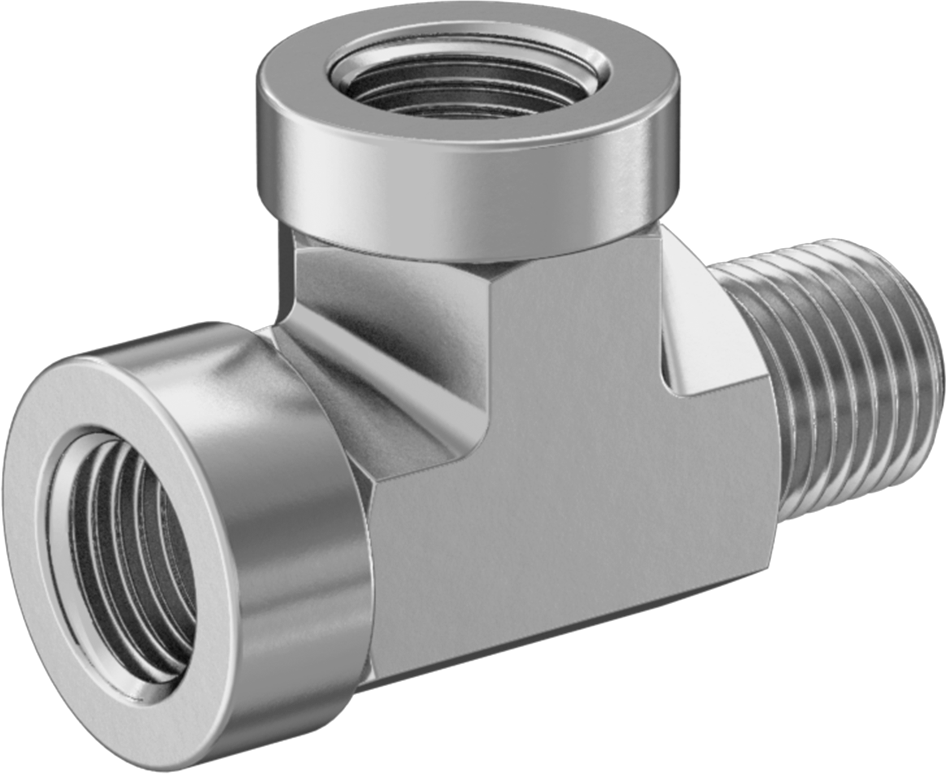 Hassas Aşırı Basınçlı Çelik Boru Bağlantı Parçası, Dik Açılı T Adaptörü, 1/4 NPT Dişi x Erkek