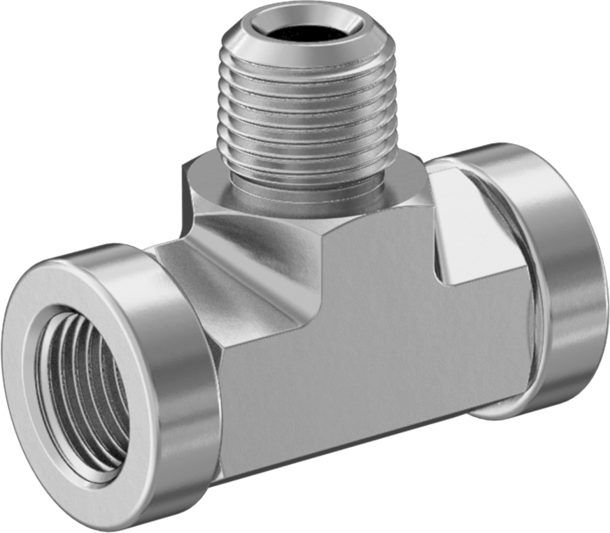 Hassas Aşırı Basınçlı Çelik Boru Bağlantı Parçası, Hat Üstü T Adaptörü, 1/8 NPT Dişi x Erkek