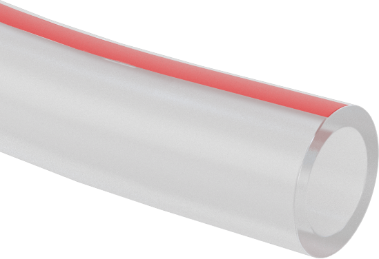 Kimyasallar için Aşırı Sıcaklık PTFE Boru, Kırmızı Çizgili Yarı Şeffaf, 5/16" ID, 7/16" OD