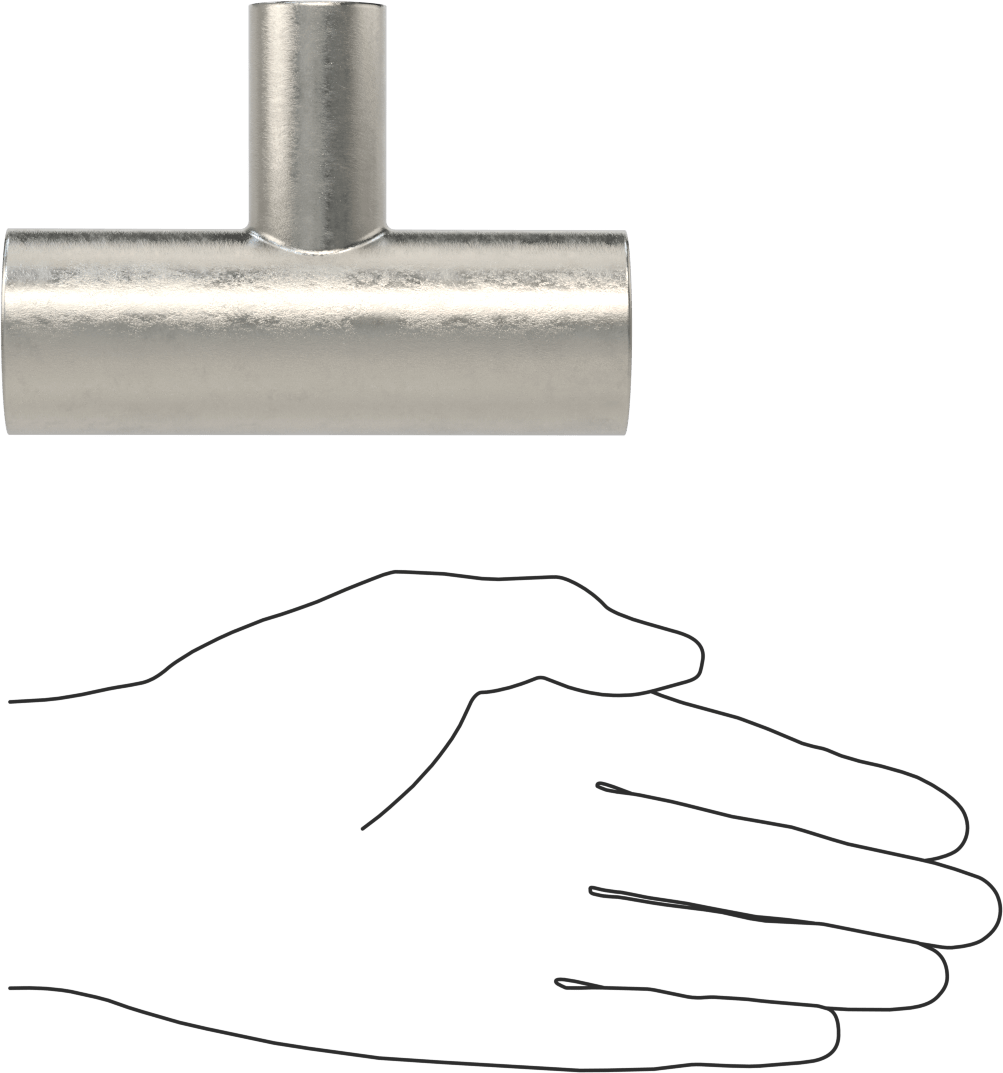 Paslanmaz Çelik Borular için 316/316L Paslanmaz Çelik Alın Kaynaklı Bağlantı Parçası, 1-1/2“ x 1” Dış Çaplı Boru için Parlak Hat Üstü T Redüktör