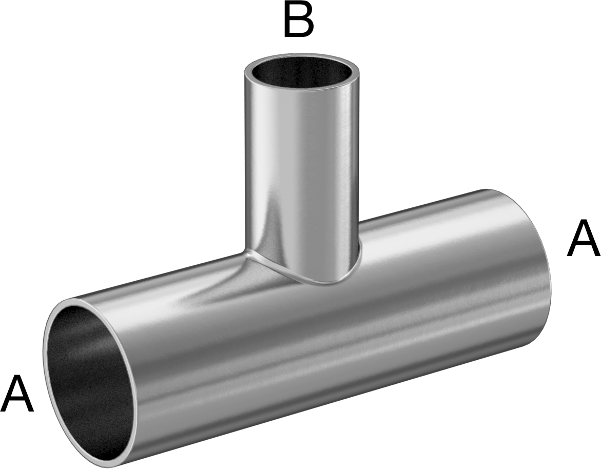 Paslanmaz Çelik Borular için 316/316L Paslanmaz Çelik Alın Kaynaklı Bağlantı Parçası, 1-1/2“ x 1” Dış Çaplı Boru için Parlak Hat Üstü T Redüktör