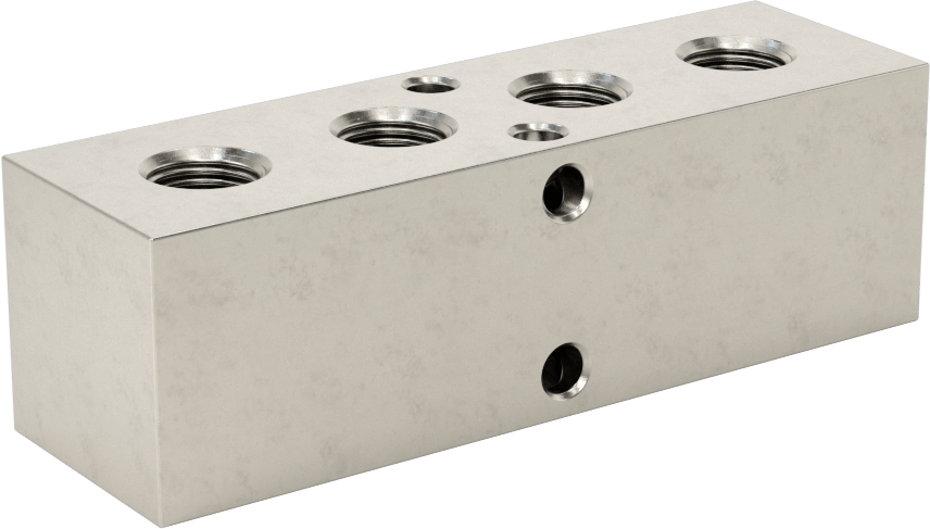 Düz Akışlı 316 Paslanmaz Çelik Bağlantı Bloğu, 4 Çıkış, 1/8 NPT Giriş x 1/8 NPT Çıkış