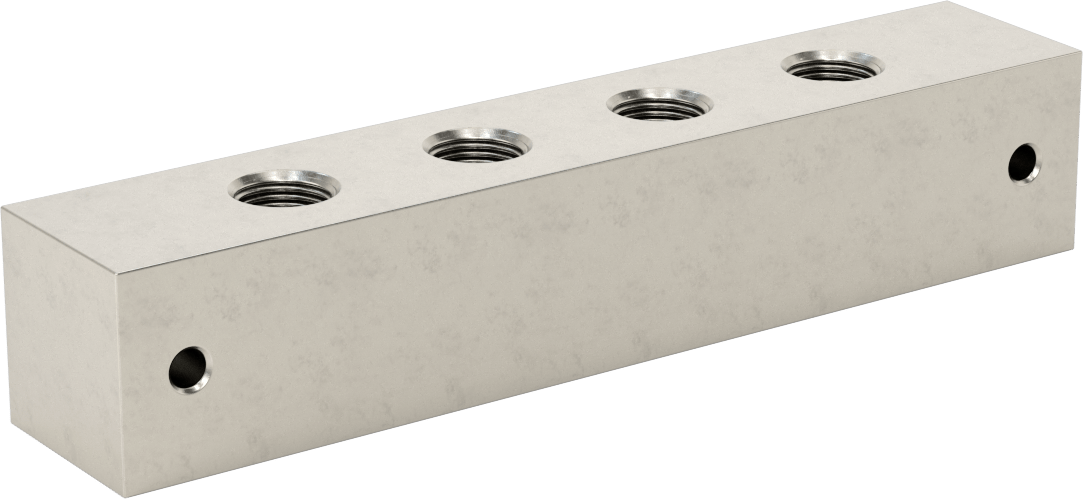 Düz Akışlı 316 Paslanmaz Çelik Bağlantı Bloğu, 4 Çıkış, 3/8 NPT Giriş x 3/8 NPT Çıkış