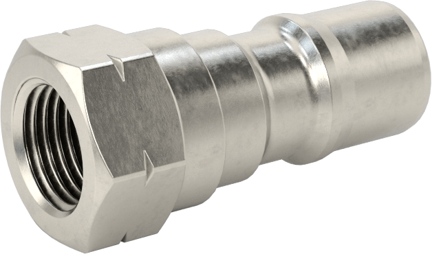 Uluslararası Standart ISO B Hortum Bağlantısı, 1/8, Plug, 1/8 NPTF Dişi Uç, 303 Paslanmaz Çelik