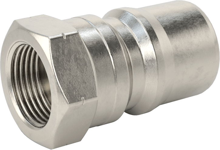 Uluslararası Standart ISO B Hortum Bağlantısı, Boyut 3/4, Plug, 3/4 NPTF Dişi Uç, 303 Paslanmaz Çelik