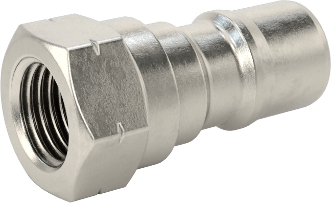 Uluslararası Standart ISO B Hortum Bağlantısı, 1/4 Boyut, Plug, 1/4 NPTF Dişi Uç, 316 Paslanmaz Çelik