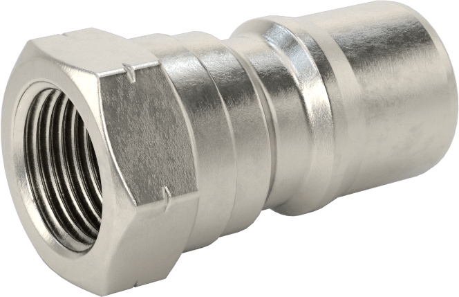 Uluslararası Standart ISO B Hortum Bağlantısı, Boyut 3/8, Plug, 3/8 NPTF Dişi Uç, 316 Paslanmaz Çelik