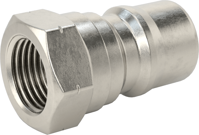 Uluslararası Standart ISO B Hortum Bağlantısı, 1/2 numaralı, Plug, 1/2 NPTF Dişi Uç, 316 Paslanmaz Çelik