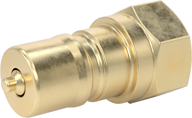 Pirinç Uluslararası Standart ISO B Hortum Bağlantısı, 1/4 Boyut, Plug, 1/4 NPTF Dişi Uç