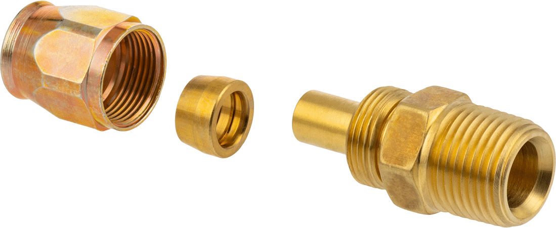 Somunlu Pirinç 3/8 NPT Erkek Bağlantı Parçası, 5/16" iç çaplı yüksek basınçlı örgülü kimyasal hortum için