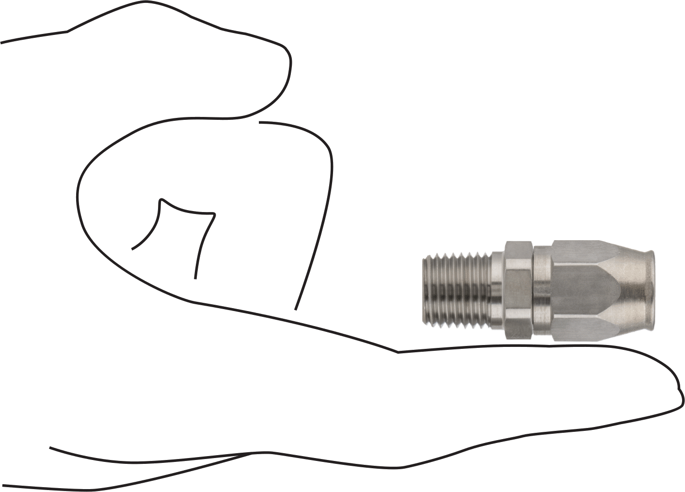 303 Paslanmaz Çelik 1/4 NPT Erkek Bağlantı Parçası, 1/4" iç çaplı yüksek basınçlı örgülü kimyasal hortum için