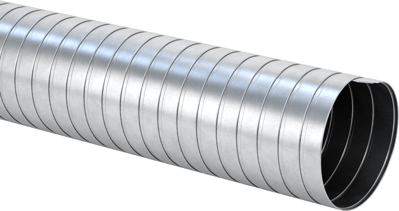 Dumanlar için Yüksek Sıcaklık Sert Kanal Hortumu, Galvanizli Çelik, 0,016 inç Kalınlık, 4-1/4" ID, 4-3/8" OD