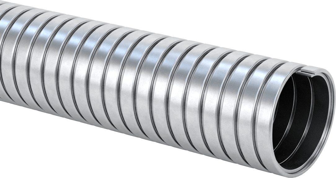 Yüksek Sıcaklık Sert Galvanizli Çelik Kanal Hortumu, 0,026 inç Kalınlık, 2" ID, 2-5/16" OD