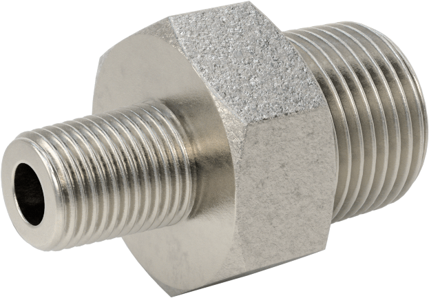 Düşük Basınçlı Paslanmaz Çelik Dişli Boru Bağlantı Parçası, 316 Paslanmaz Çelik Redüksiyon Adaptörü, 3/8 BSPT x 1/8 NPT Erkek
