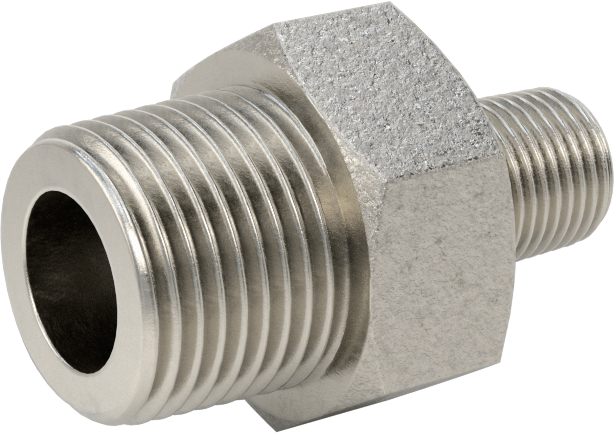 Düşük Basınçlı Paslanmaz Çelik Dişli Boru Bağlantı Parçası, 316 Paslanmaz Çelik Redüksiyon Adaptörü, 3/8 BSPT x 1/8 NPT Erkek