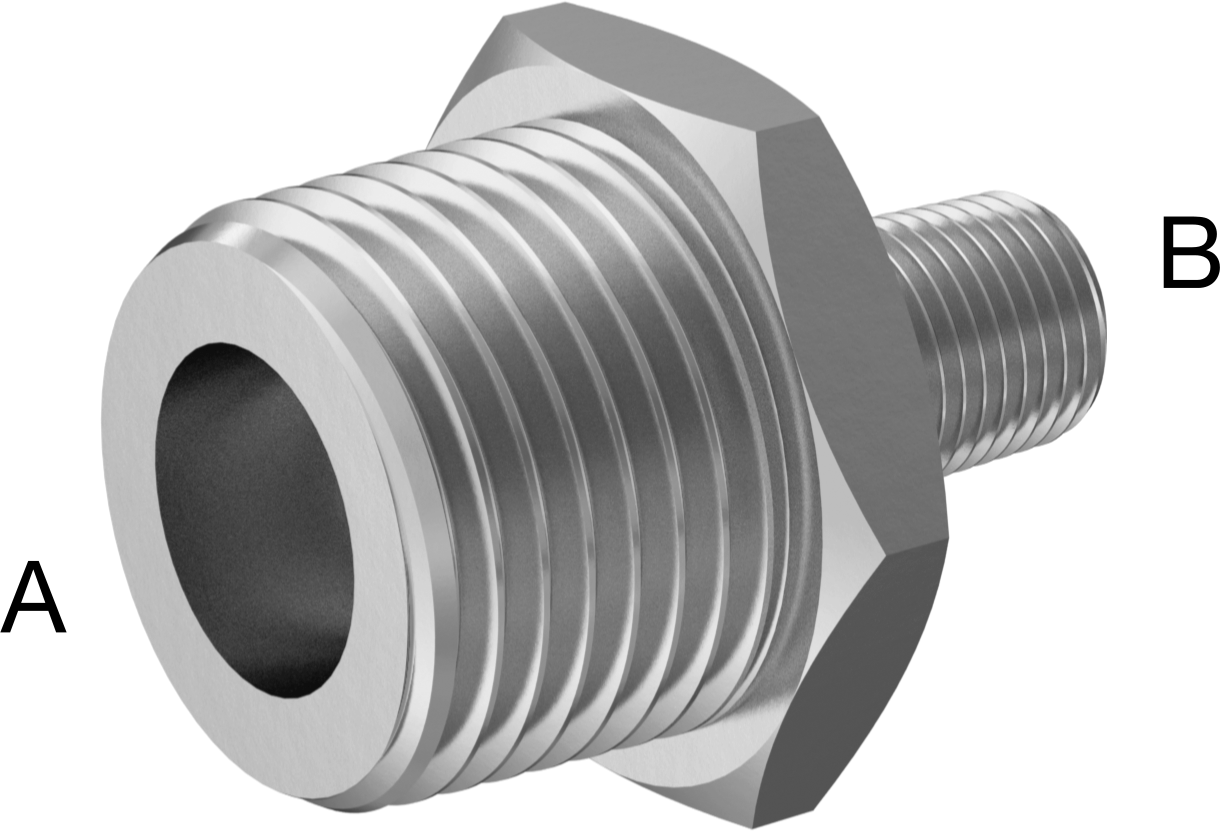 Düşük Basınçlı Paslanmaz Çelik Dişli Boru Bağlantı Parçası, 316 Paslanmaz Çelik Redüksiyon Adaptörü, 1/2 BSPT x 1/8 NPT Erkek