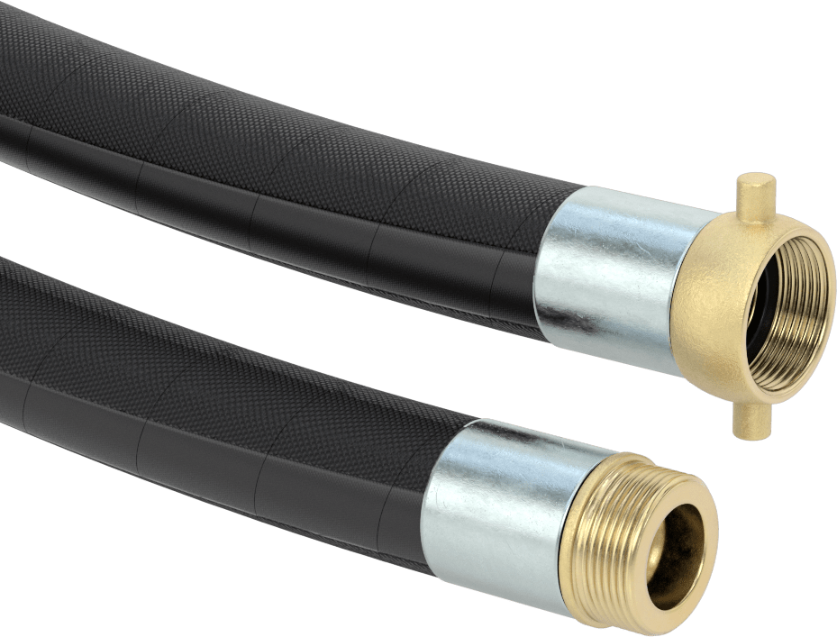 Düşük Basınçlı Petrol Hortumu, Pirinç 1-1/4 NPSM Erkek x Dişi Bağlantı Parçaları ile, 1-11/16" OD