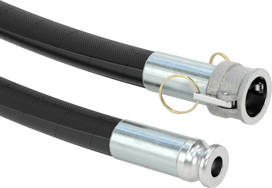 Düşük Basınçlı Petrol Hortumu, 3/4 kam ve oluklu soket/fiş ile, 3/4" ID, 1-3/16" OD