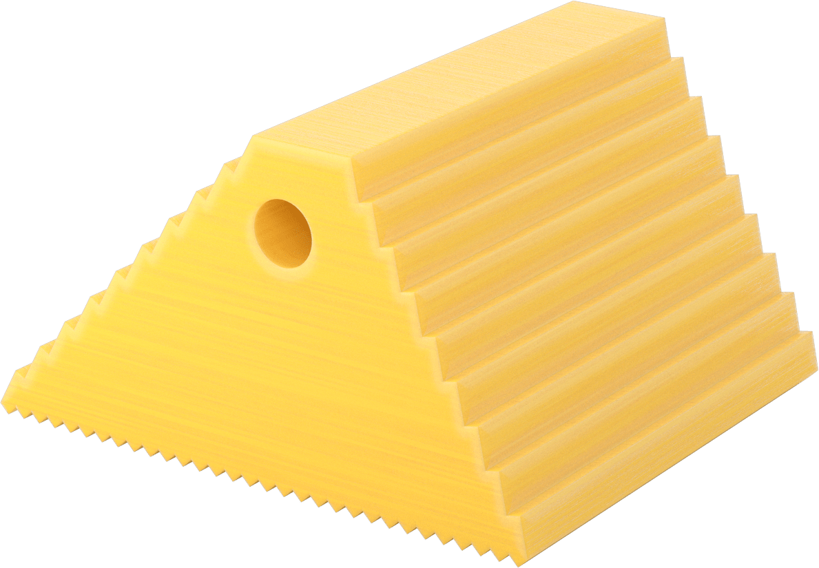 Geri Dönüştürülmüş Plastik Tekerlek Takozu, Ters Çevrilebilir, 10-1/2“ Uzunluk x 9-1/4” Genişlik x 6" Yükseklik