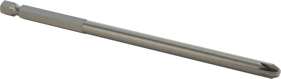 Posidriv ® Uç, Elektrikli Aletler için 1/4" Altıgen Şaft, 3 Boyutu, 6" Toplam Uzunluk