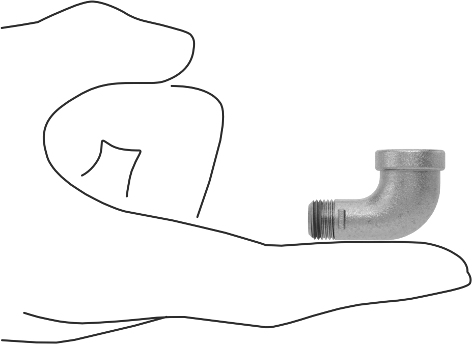 Düşük Basınçlı Galvanizli Demir 90 Derece Dirsek Adaptörü, Sızdırmazlık Maddeli, 1/8 NPT Dişi x Erkek