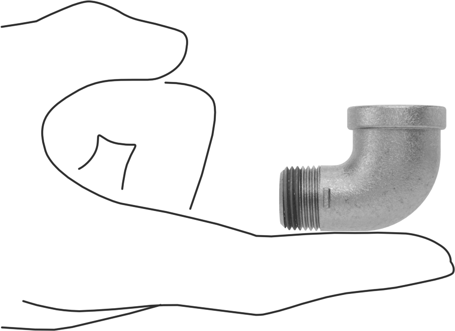 Düşük Basınçlı Galvanizli Demir 90 Derece Dirsek Adaptörü, Sızdırmazlık Maddeli, 3/8 NPT Dişi x Erkek