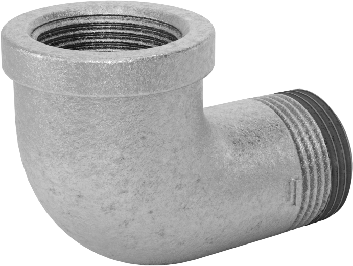 Düşük Basınçlı Galvanizli Demir 90 Derece Dirsek Adaptörü, Sızdırmazlık Maddeli, 3/4 NPT Dişi x Erkek