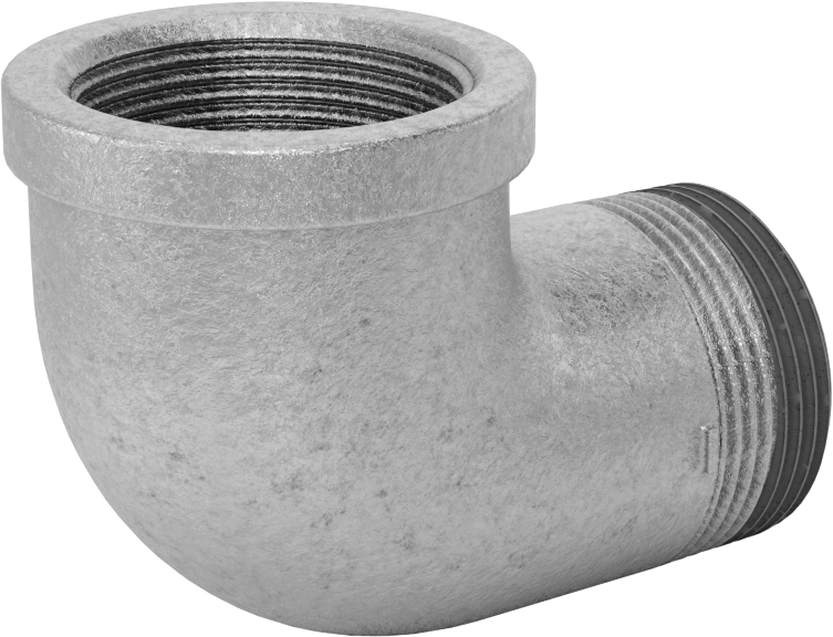 Düşük Basınçlı Galvanizli Demir 90 Derece Dirsek Adaptörü, Sızdırmazlık Maddeli, 1-1/4 NPT Dişi x Erkek