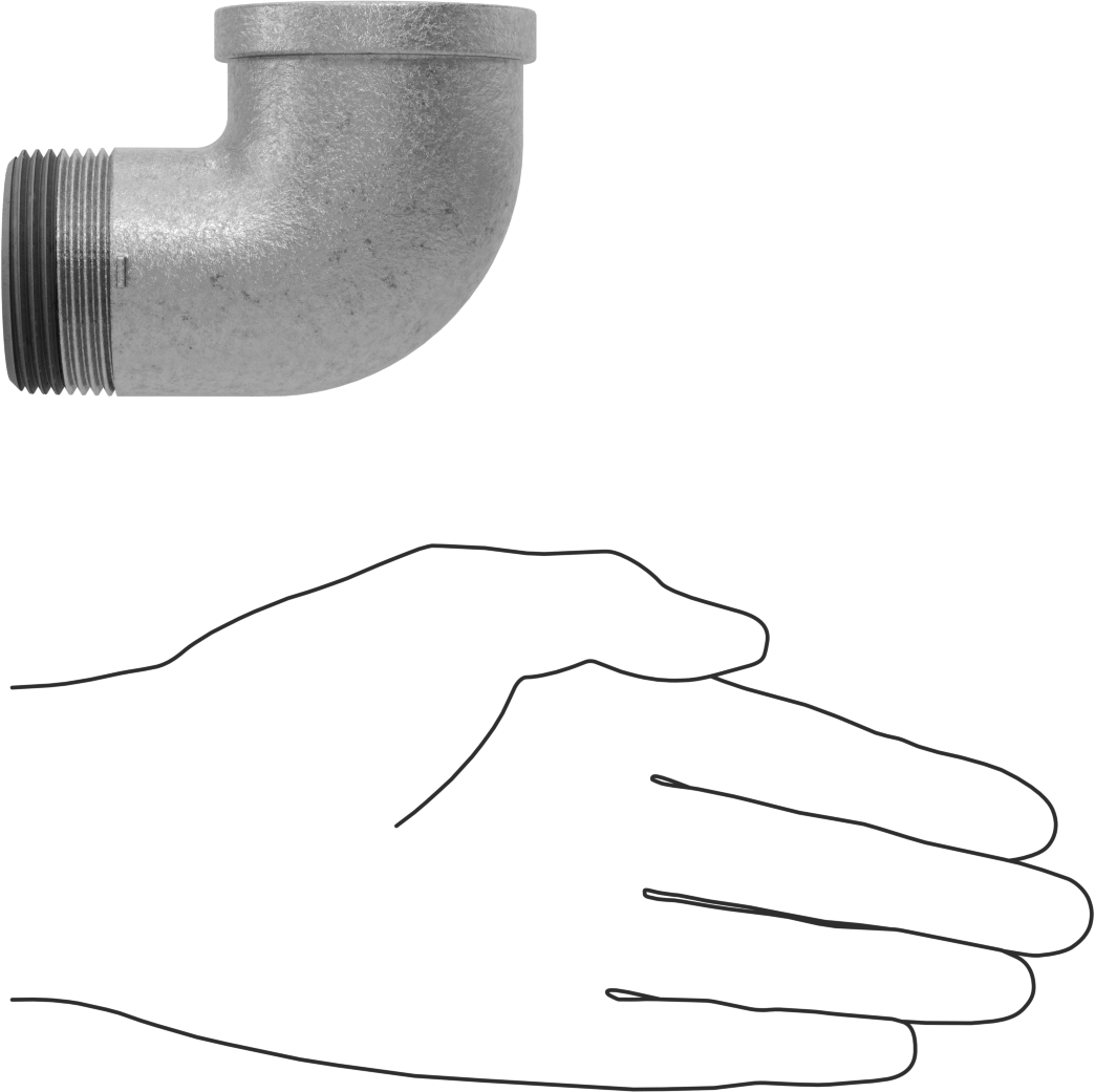 Düşük Basınçlı Galvanizli Demir 90 Derece Dirsek Adaptörü, Sızdırmazlık Maddeli, 1-1/4 NPT Dişi x Erkek