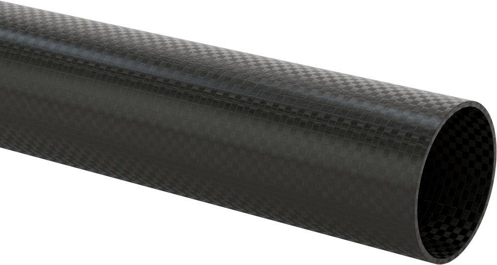 Yüksek Mukavemetli Hafif Karbon Fiber Boru, Tek Yönlü Dokuma, 0,055" Duvar Kalınlığı, 1.610" OD, 3' Uzunluk