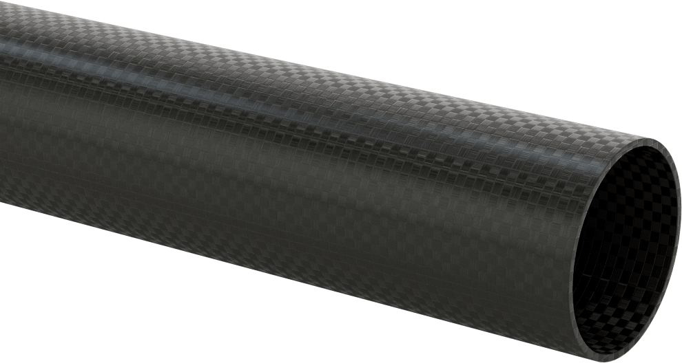 Yüksek Mukavemetli Hafif Karbon Fiber Boru, Tek Yönlü Dokuma, 0,055" Duvar Kalınlığı, 1.610" OD, 6' Uzunluk