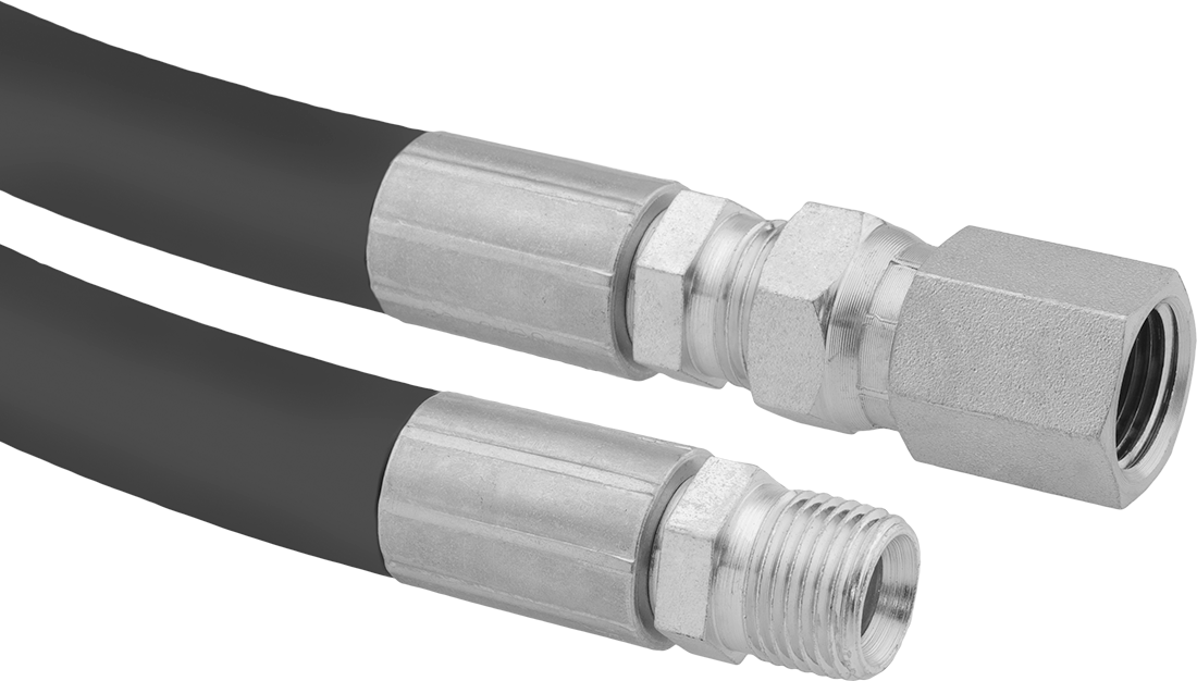 Yüksek Basınçlı Sıcak Su Hortumu, 3/8 NPT Erkek x 3/8 NPT Dişi Bağlantı Parçaları ile