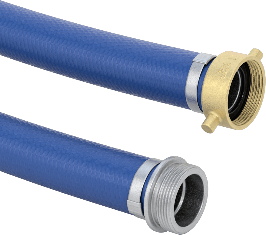 Düşük Basınçlı Kolay Saklanabilir Tahliye Su Hortumu, Alüminyum 1-1/2 NPSM Erkek Bağlantı Parçaları ile, 1-1/2" ID, 2-1/2" Genişlik