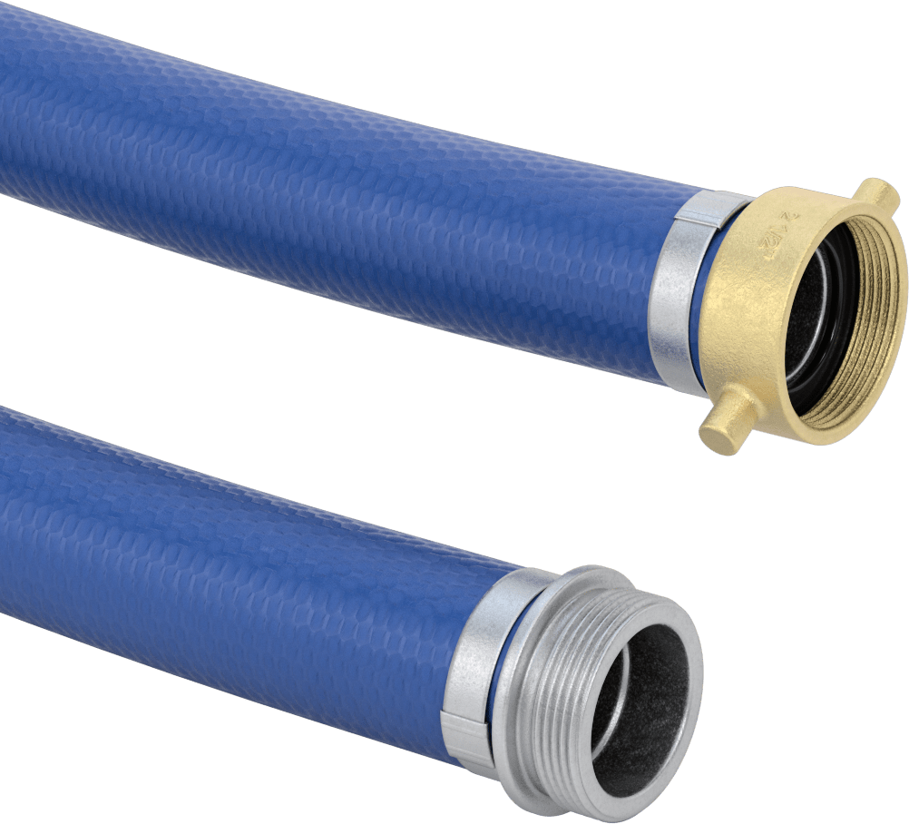 Düşük Basınçlı Kolay Saklanabilir Tahliye Su Hortumu, Alüminyum 2-1/2 NPSM Erkek Bağlantı Parçaları ile, 2-1/2" ID, 4-1/2" Genişlik