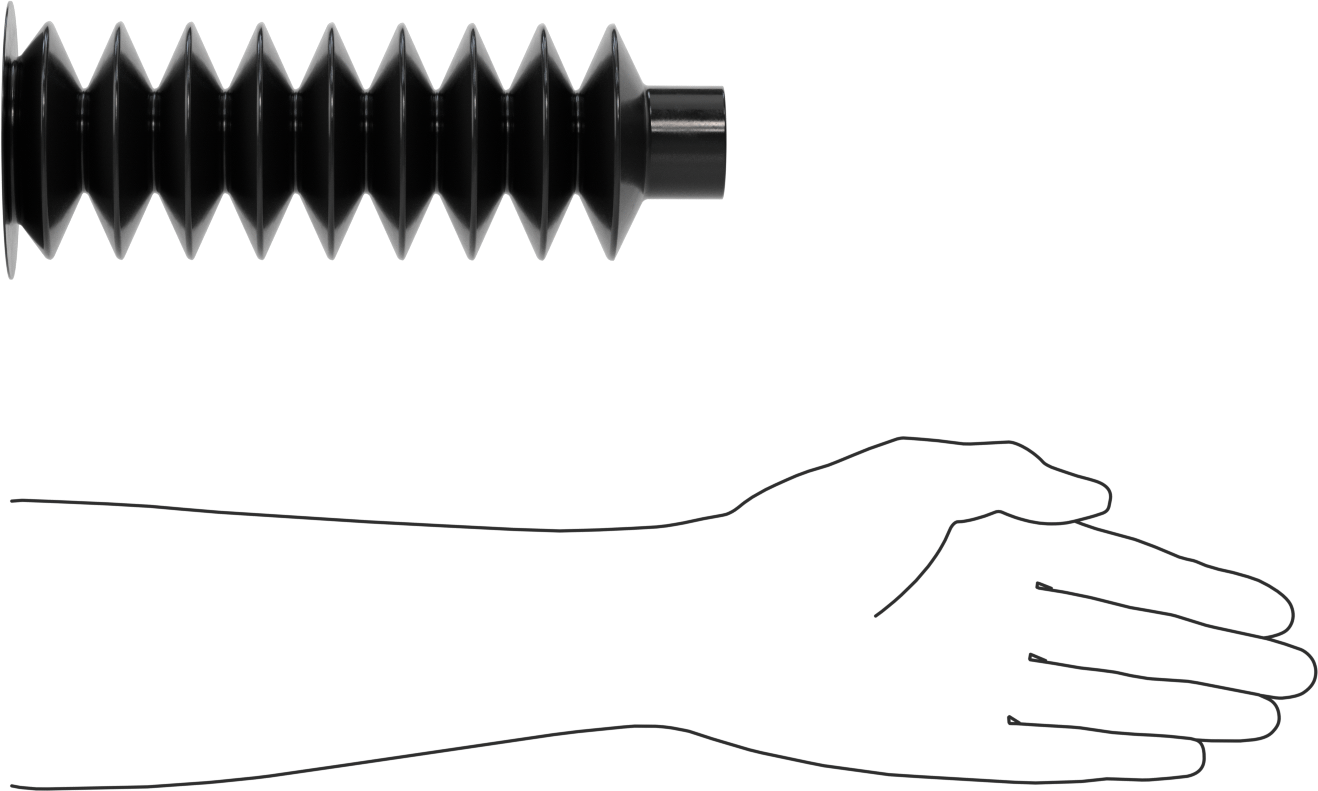 Yuvarlak Körük, 1-1/4“ İç Çaplı Manşet Ucu ve 1-3/4” İç Çaplı Flanş Ucu ile, 3" OD