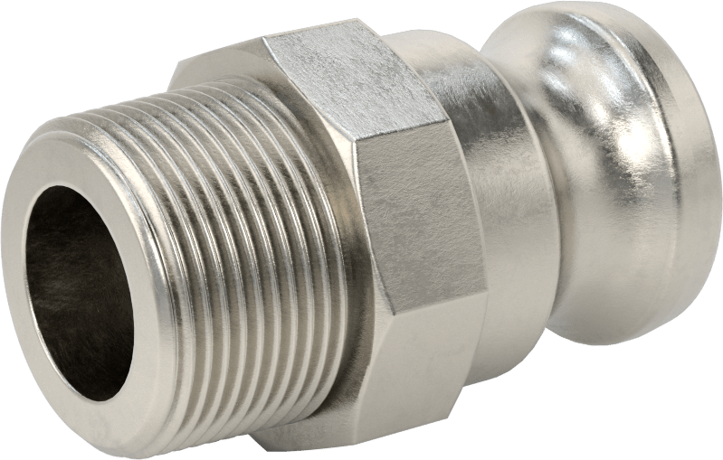 316 Paslanmaz Çelik Kam ve Yivli Hortum Bağlantısı, Düz Plug, 1-1/4 Kaplin Boyutu, 1-1/4 BSPT Erkek
