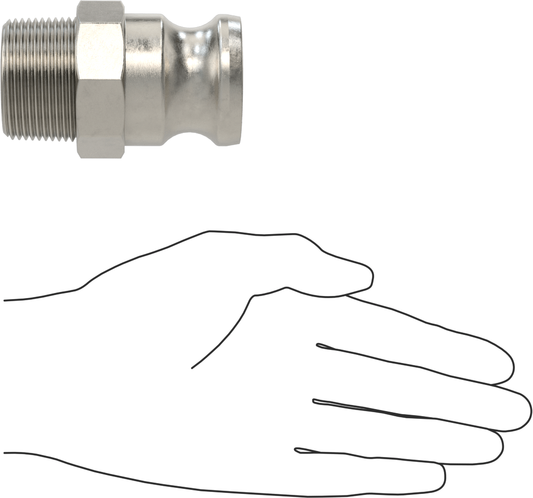 316 Paslanmaz Çelik Kam ve Yivli Hortum Bağlantısı, Düz Plug, 1-1/4 Kaplin Boyutu, 1-1/4 BSPT Erkek